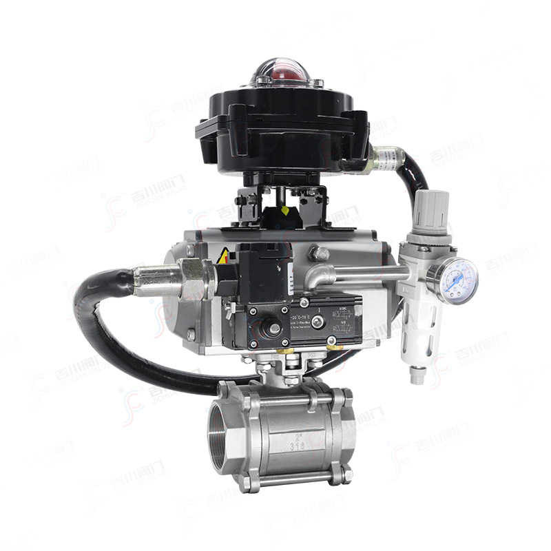 气动三片式螺纹球阀